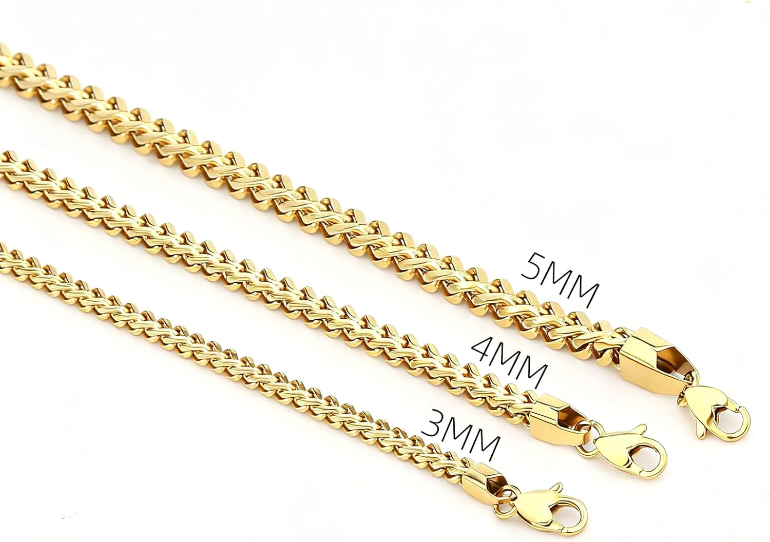 Stainless Steel 14K Gold/Silver Box Chain for Men,3/4/5MM Necklace Chain for Men Women,Birthday Jewelry Gift with Box - Image 2