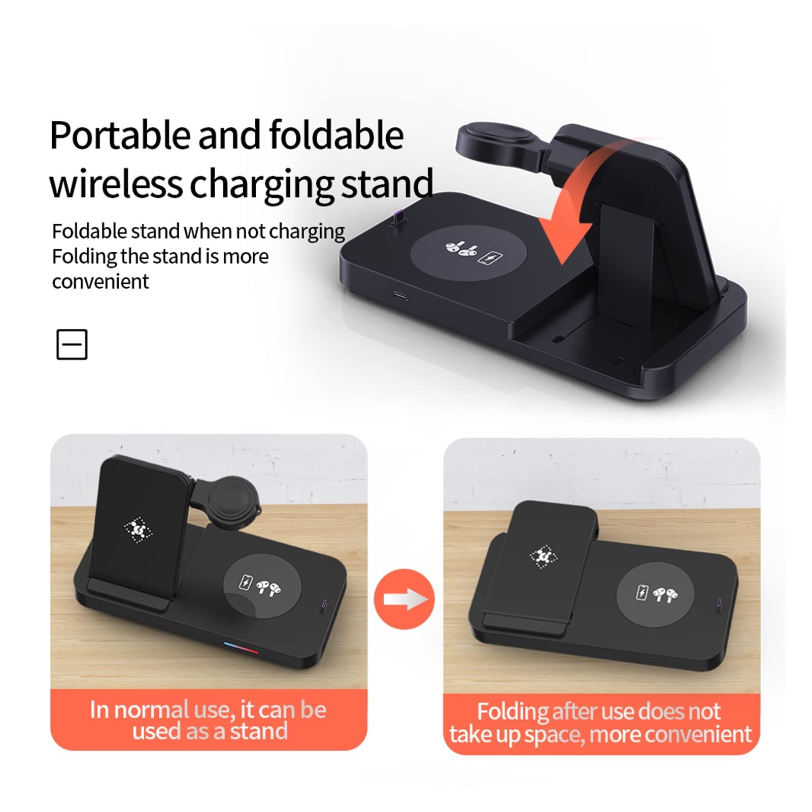 Support de Chargeur sans Fil Station Charge Rapide 30W for écouteur téléphone Montre Compact et Puissant(Blanc)