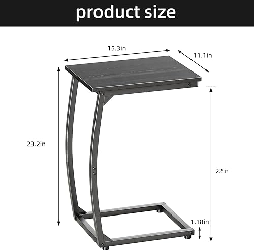 Miniatura 3 de Juego de 2 Mesas Auxiliares en Forma de C - Mesa Lateral para Sofá, Patas de Soporte Curvas, Mesa Deslizante Bajo el Sofá para Televisión, Bandeja