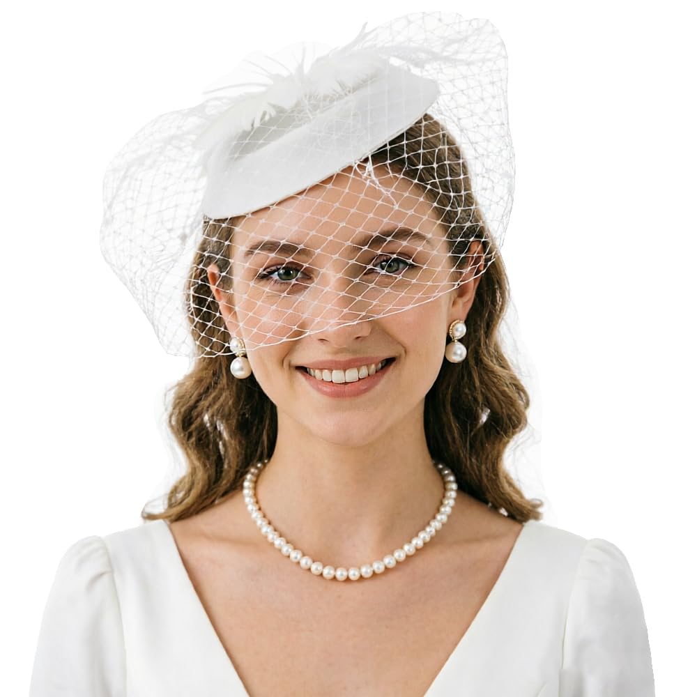 DRESHOW Fascinators Hat Feather Headband Women's Fascinators Tea Party Headwear with Clip Flower Head Band for Girls &amp; Women