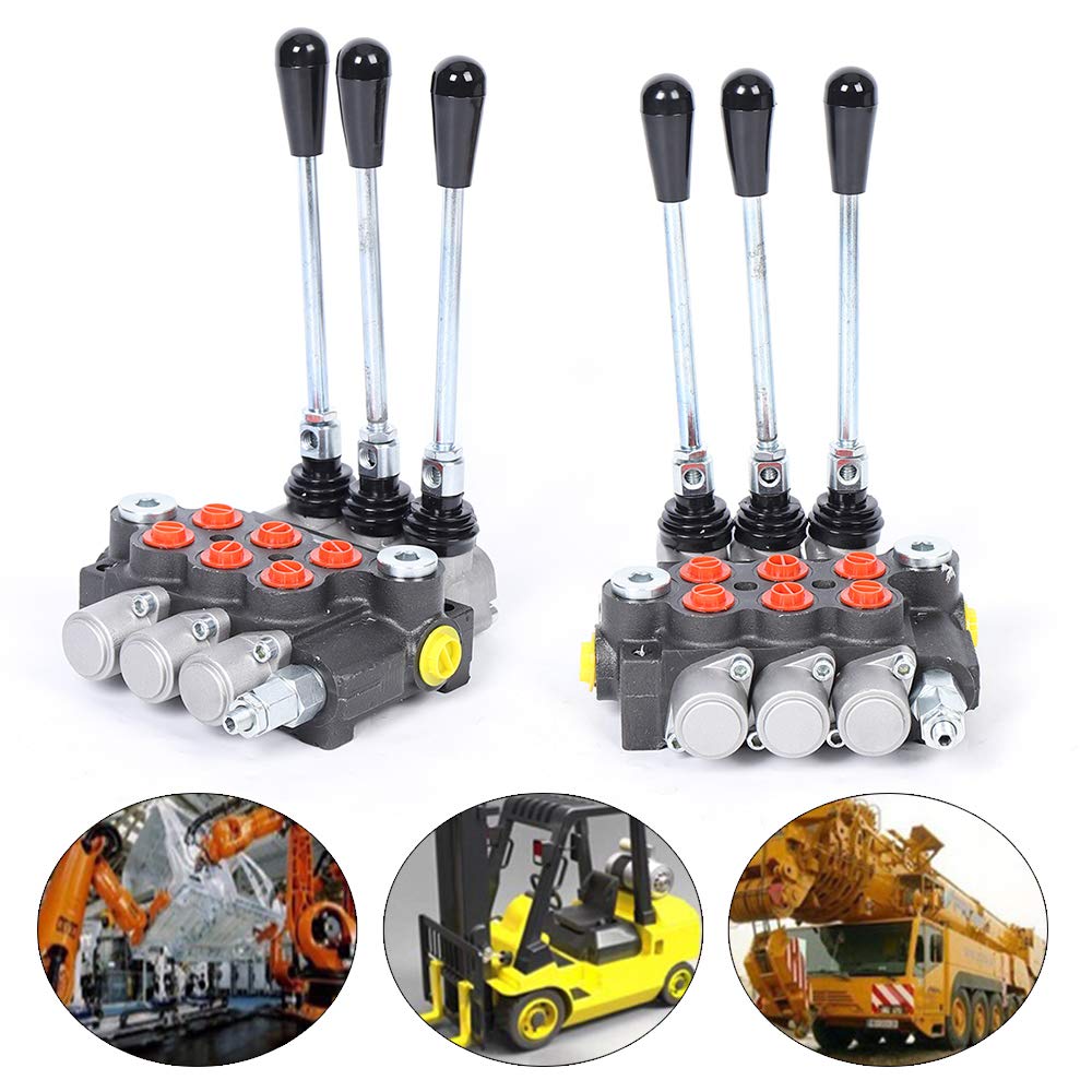 Valvola a leva manuale idraulica, valvola direzionale multidirezionale, 40 l/min, 3 vani, valvola di controllo manuale, 3600 PSI, valvola idraulica, cilindro a doppia azione