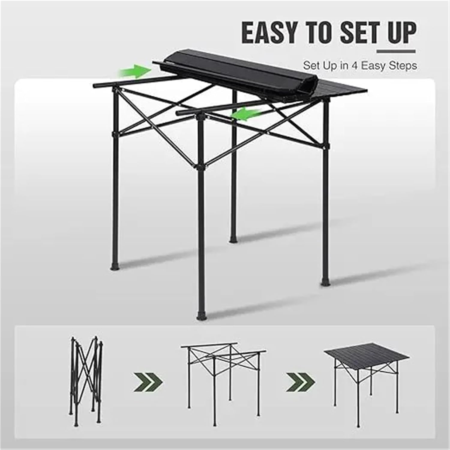Compatible for Lightweight Portable Roll Up Folding Metal Camping Table Outdoor Picnic Grill Black Long(120cm)