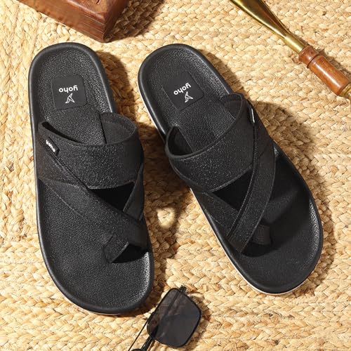 Image of YOHO Snugly Ethnic Orthopedic Slippers for Men | Diabetic Blood Circulation | Toe Ring Slip-On | Stylish Lightweight Flip Flops with Footpharma Footbed | Anti-Skid Chappals for Everyday