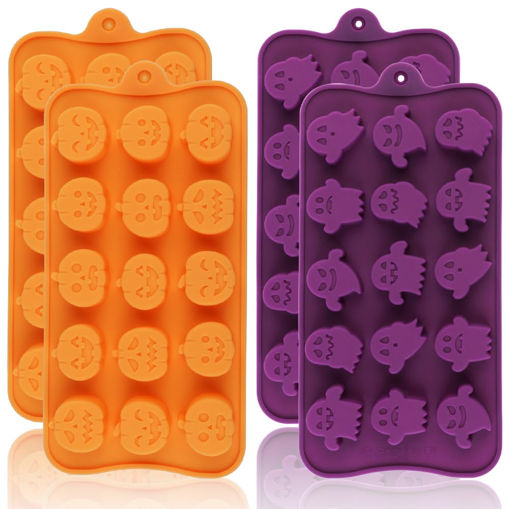 Moule Silicone Halloween 60 Cavités Citrouilles | 9 Expressions Différentes - Pour Biscuits, Chocolat, Glaçons | 30x20 Cm, Alimentaire, Réutilisable