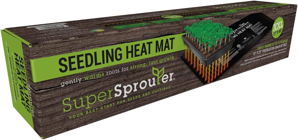 Super Sprouter 2 Tray Seedling Heat Mat - Warms Seedlings and Cuttings, Daisy Chain Up to Ten Mats