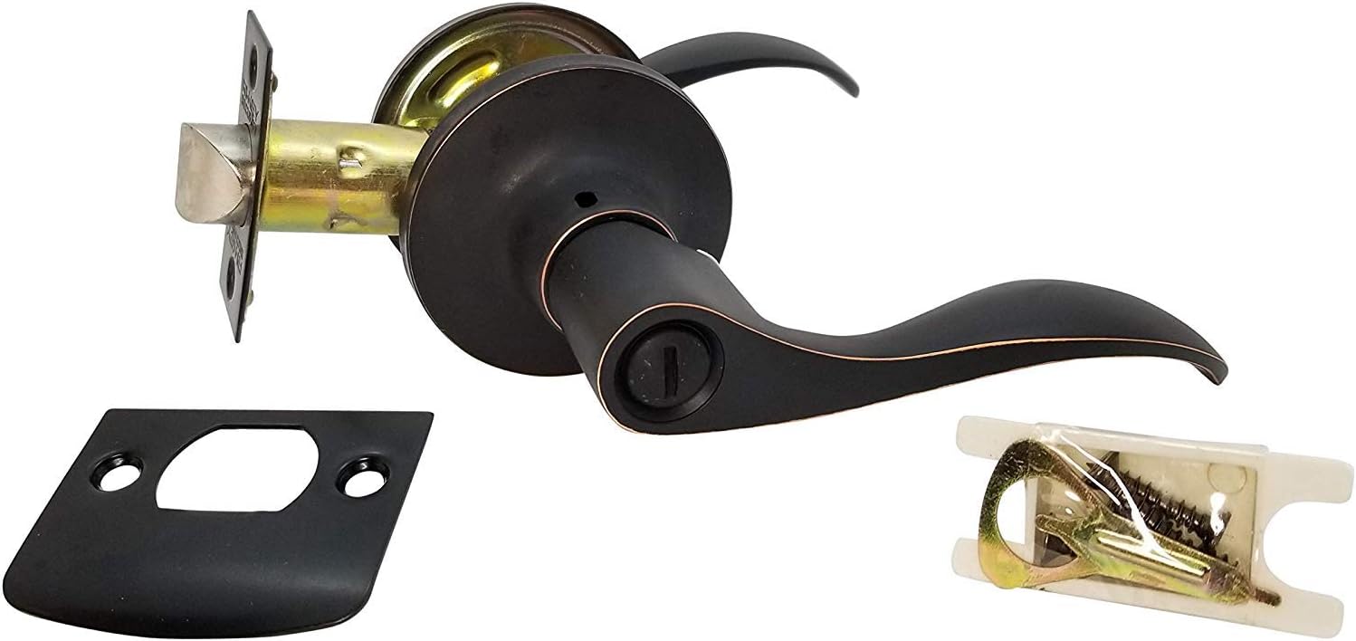 5 x Privacy Bedroom Bathroom Door Lock Lever Handle Wave Style Oil-Rubbed Bronze RH