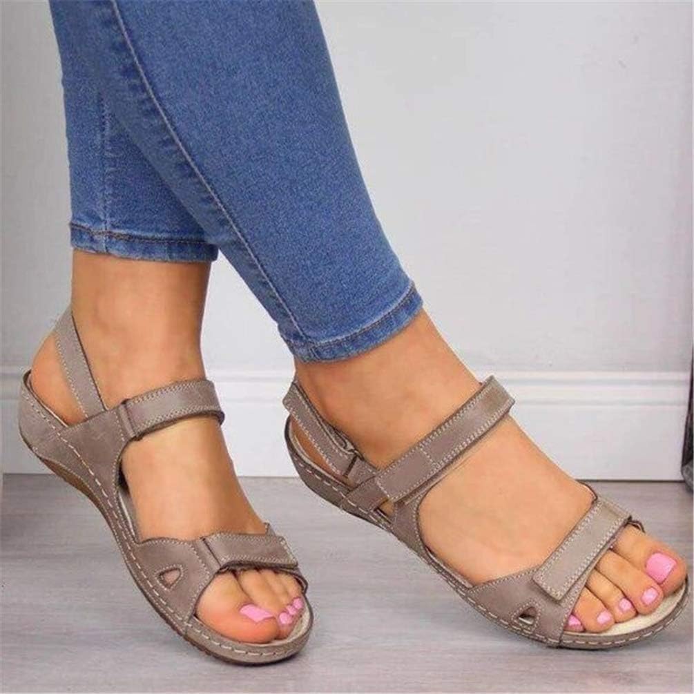 Płaskie Sandały Outdoorowe Dla Kobiet Letnie Sandały Trekkingowe Płaskie Sandały Sportowe Sandały Z Miękkim Paskiem Buty Trekkingowe, Grey, 41 EU