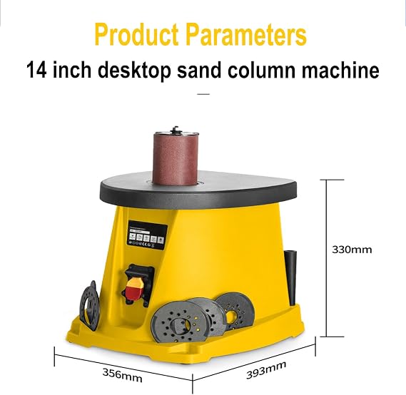 450W Oscillating Spindle Sander with Cast Iron Table, 5 Rubber Shafts, 3 Sandpaper Sets, Maximum Speed 2000 RPM for Woodworking Projects