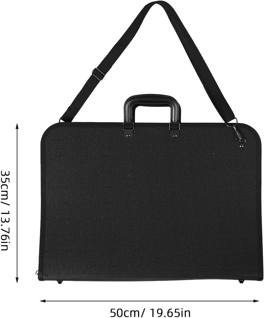 Portable Art Portfolio Bag with Zipper and Ergonomic Shoulder Strap, Polyester Painting Board Storage Bag with Multiple Compartments for Outdoor Painting and Sketching
