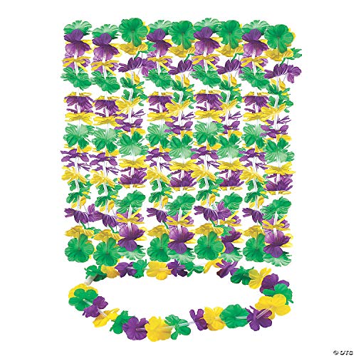 Mardi Gras colliers fleurs lumineux lot 12 avec LED multicolores - 2