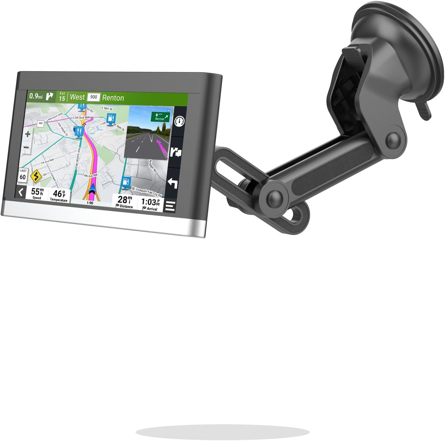 SkyTian for Garmin GPS Car Mount Replacement Sticky Suction Cup 17mm Ball MountLong Arm Windshield Holder fit Garmin Nuvi Drive Dezl RV GPS, Black
