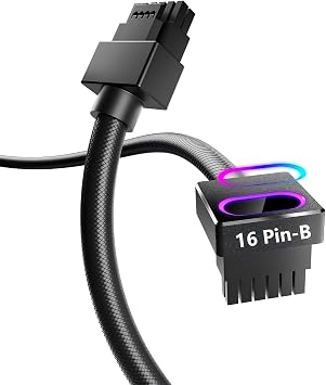 AsiaHorse Hydrus 16-Pin Sleeve Cable for GPU GPU Power Extension Cable 18 AWG High-Performance Copper Core 30CM 1 x 8-Pin Extension Compatible with 600W 16 AWG PC Power Supply Unit Hydrus