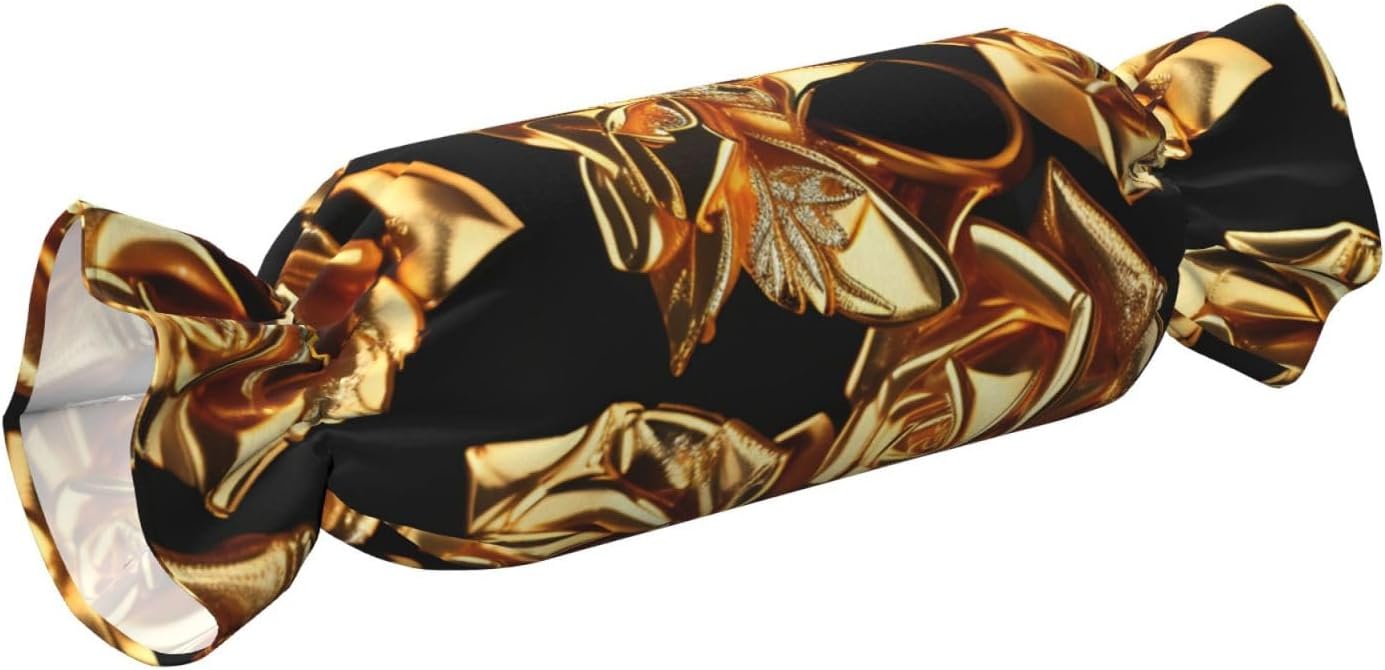 Gold Rose Pattern Print Candy Cylindrical Comfortable Pillow Throw Pillows Home Decor Easy Maintenance
