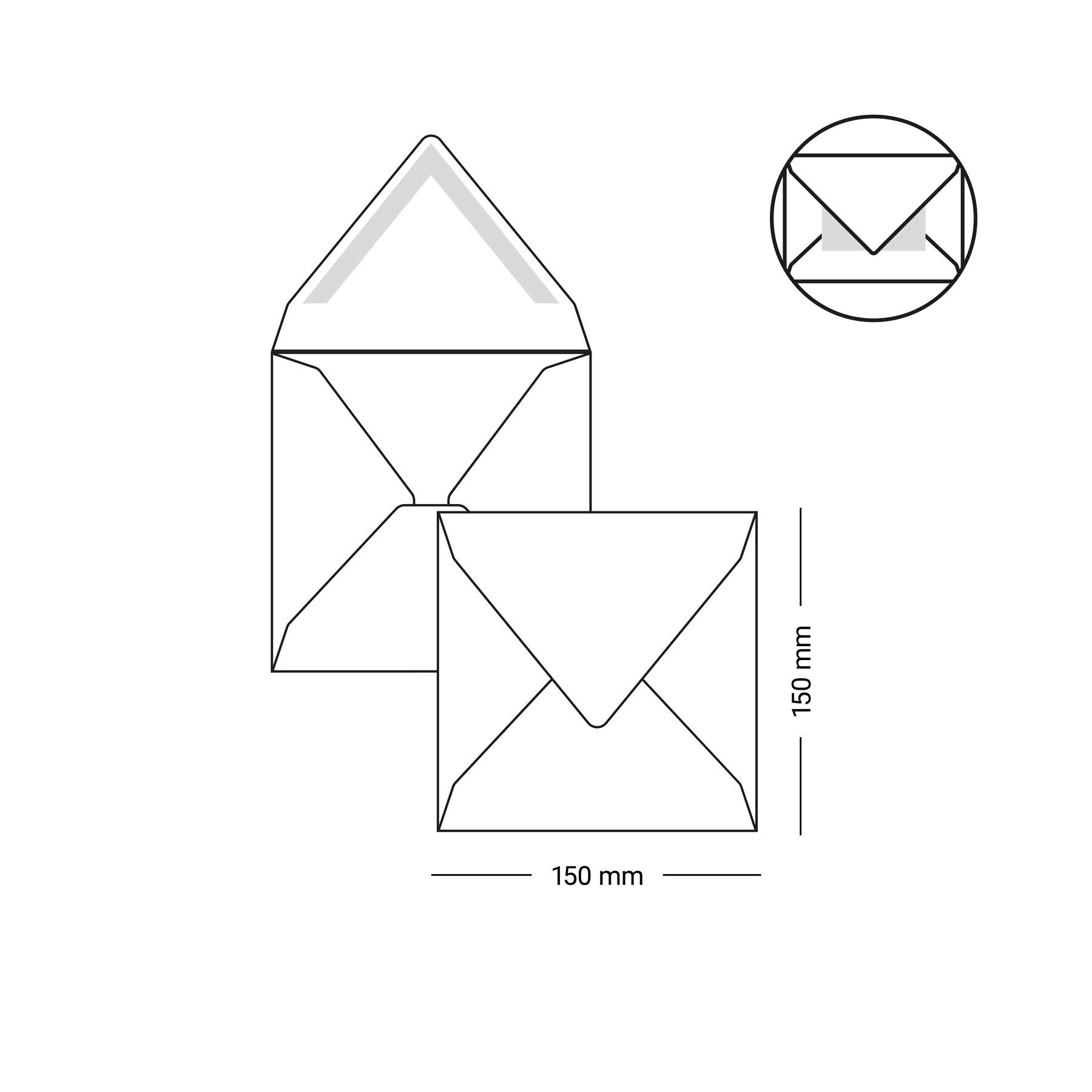 50 Quadratische Briefumschläge 15x15 Cm – Gold Metallic, Feuchtklebend, 90 G/m², Made In Germany