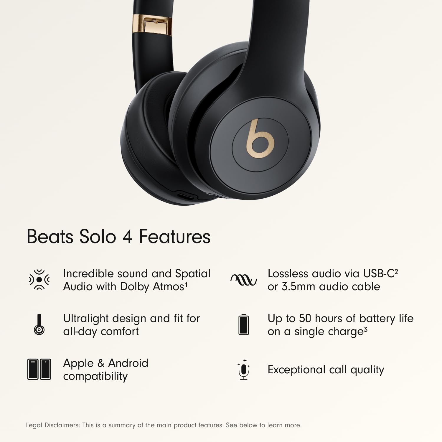 Beats Solo 4 Wireless Headphones Black / Gold : Amazon.in: Electronics