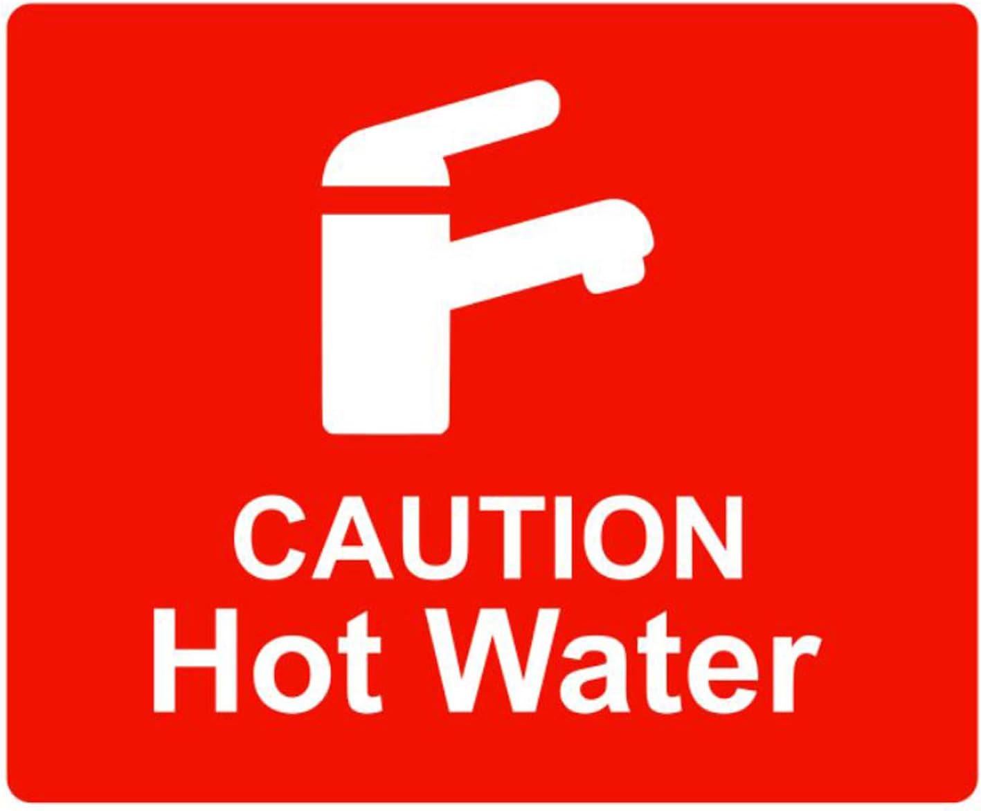 Caution Hot Water Tap Sink Sign Adhesive Sticker Notice, High