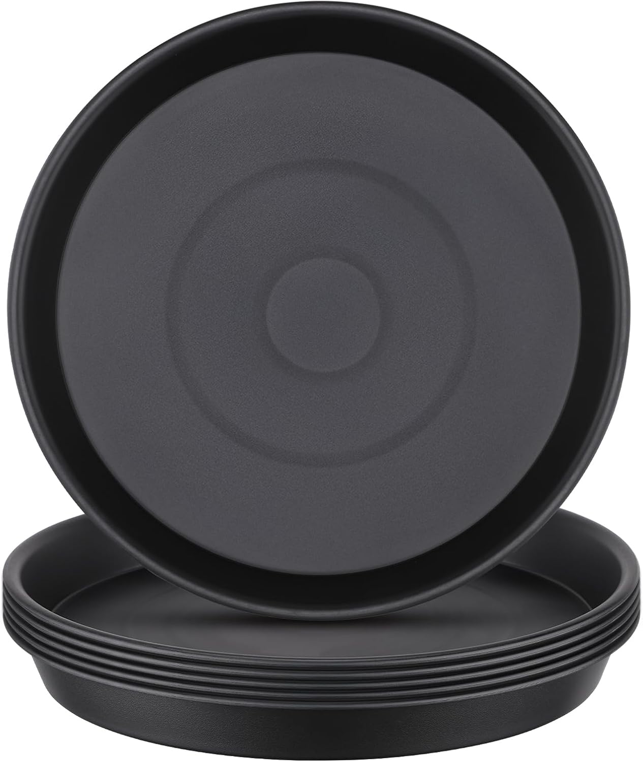 GREANER Black Drip Tray 12 Inch, 2 Packs Large Plastic Tray for Potted Plants, Plant Plate for Indoors Outdoors Planters, Terracotta