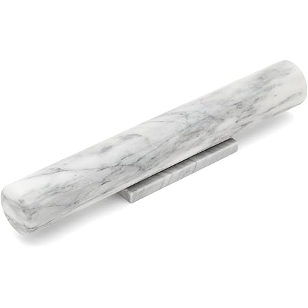 Fox Run French Marble 11" Rolling Pin with Base, 3 x 13 x 3 inches, White