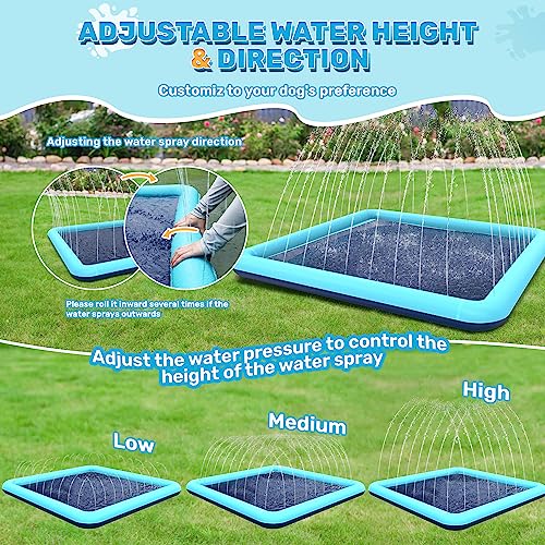 Image of 127'' Splash Pad for Dogs, Non-Slip Sprinkler for Kids, Square Splash Pad for Kids Ages 4-8, Splash Pads for Toddlers 1-3, Dog Sprinkler Shallow Pool, Outdoor Water Toys for Backyard, Teal