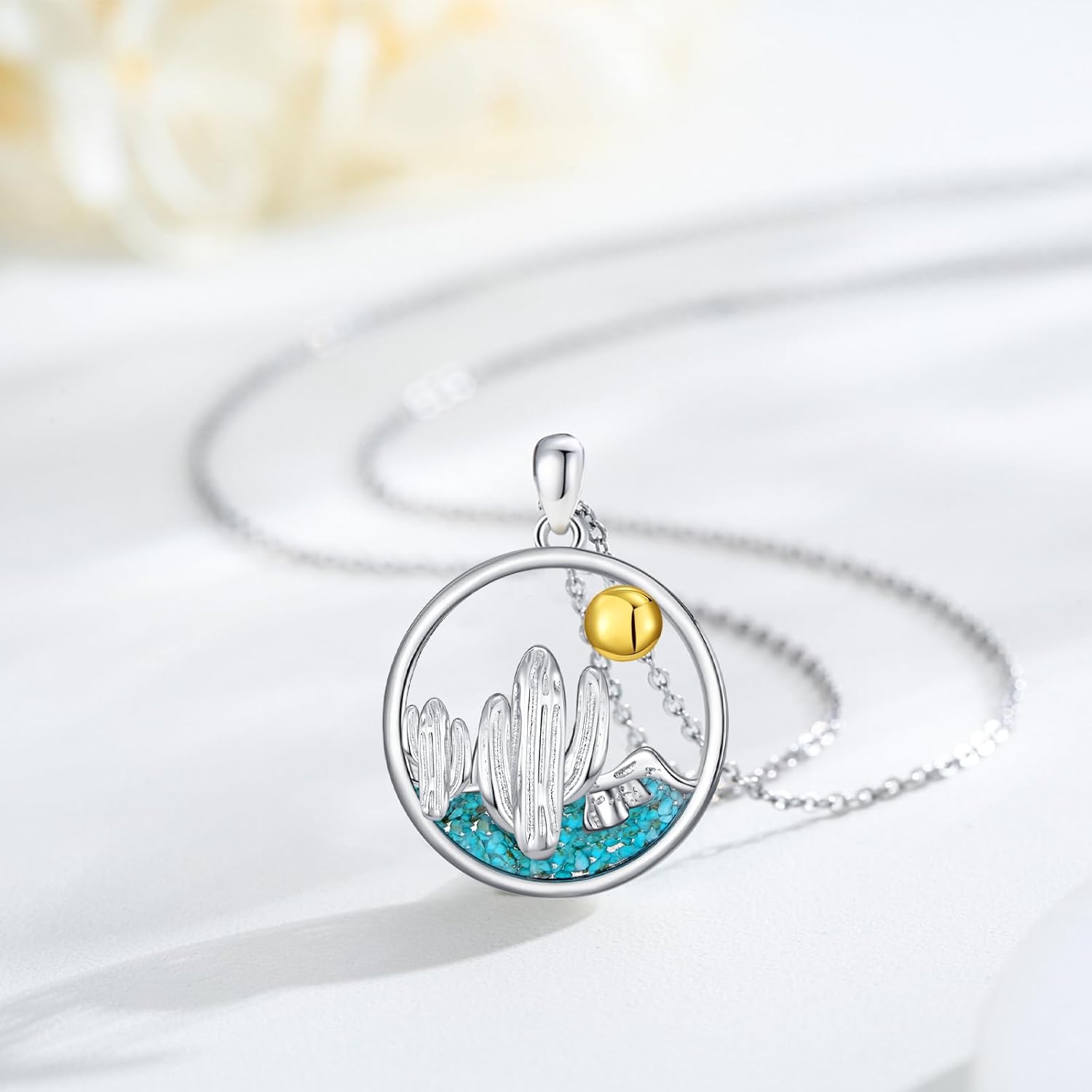 Western Necklace 925 Sterling Silver Turquoise Western Pendant Country Jewelry Gifts for Cowgirl Cowboy - Image 2