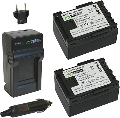 Wasabi Power BP-807, BP-808, BP-809 Battery 2-Pack and Charger for Canon FS21, FS22, FS31, FS40, FS200, FS300, FS400, VIXIA HF G10, HF G20, HF M30, HF M31, HF M32, HF M40, HF M41, HF M300, and More