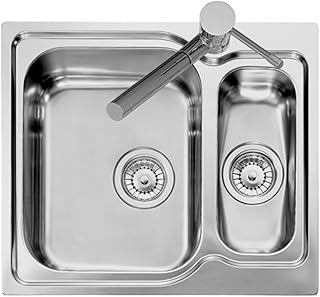 Lavello acciaio inox satinato PLADOS VINTAGE 5815 una vasca e mezzo (Scolapiatti a DX)