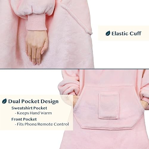 Miniatura 3 de PAVILIA Manta Sherpa con capucha para mujeres y hombres, sudadera con capucha de gran tamaño, manta con capucha para calentar el cuello, forro polar