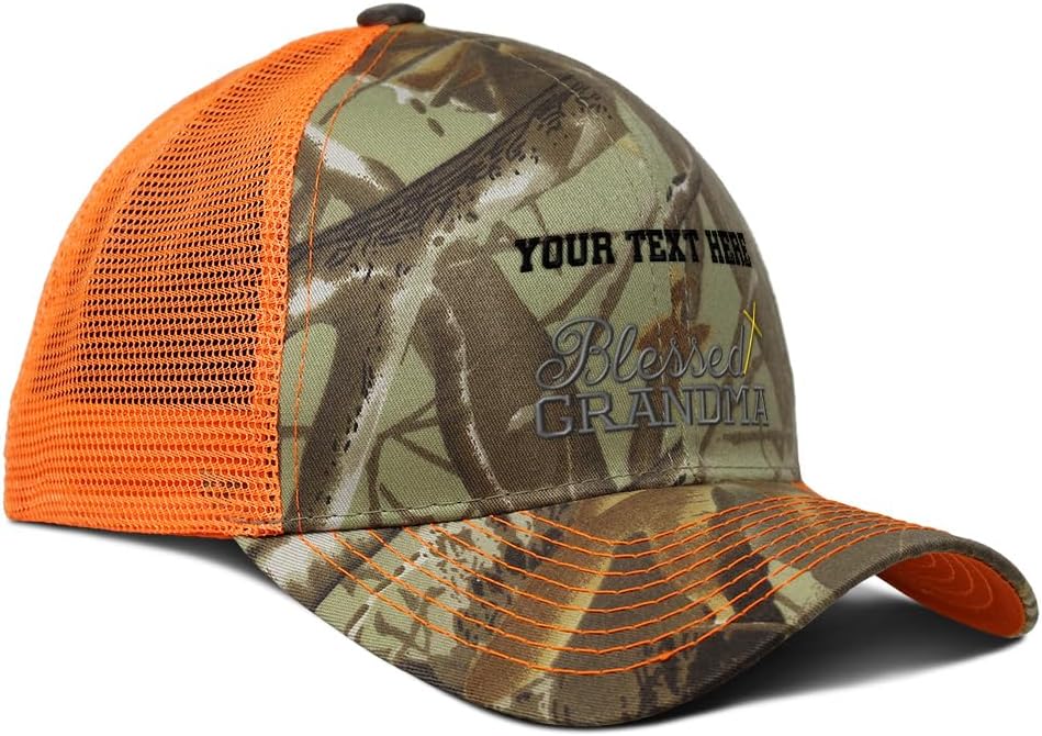Camo Mesh Trucker Hat Blessed Grandma Grandmother Nanny Nana Neon Hunting Baseball Cap Cotton
