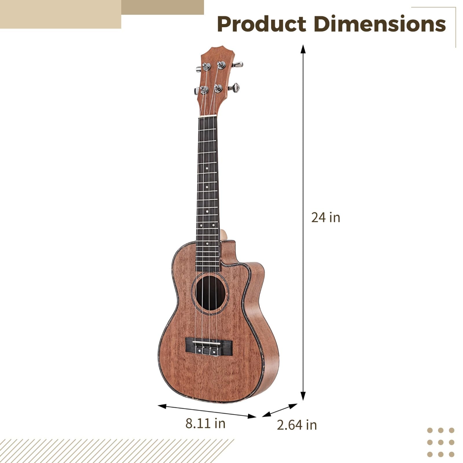 Mahogany 4-String Electric Acoustic Hawaiian Guitar With Built-In Pickup System For Professional Sound