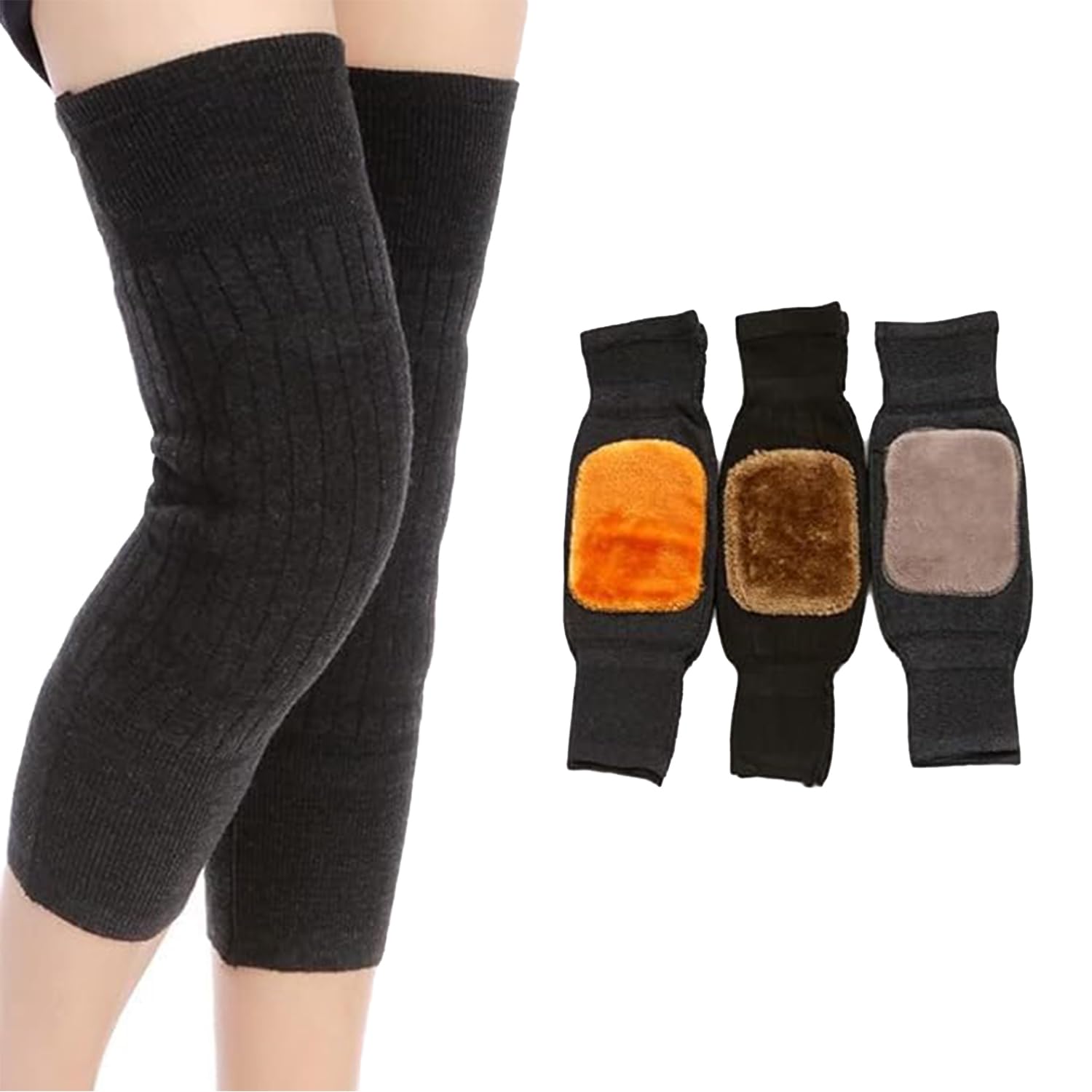 tendsy Woolen Winter Leg Warmers & Knee High Socks for Men & Women | Thermal Fleece Lined Knee Support, Sports, Cycling Gear | Soft Footless Warmers – Cold Weather, 1 Pair-picture-51