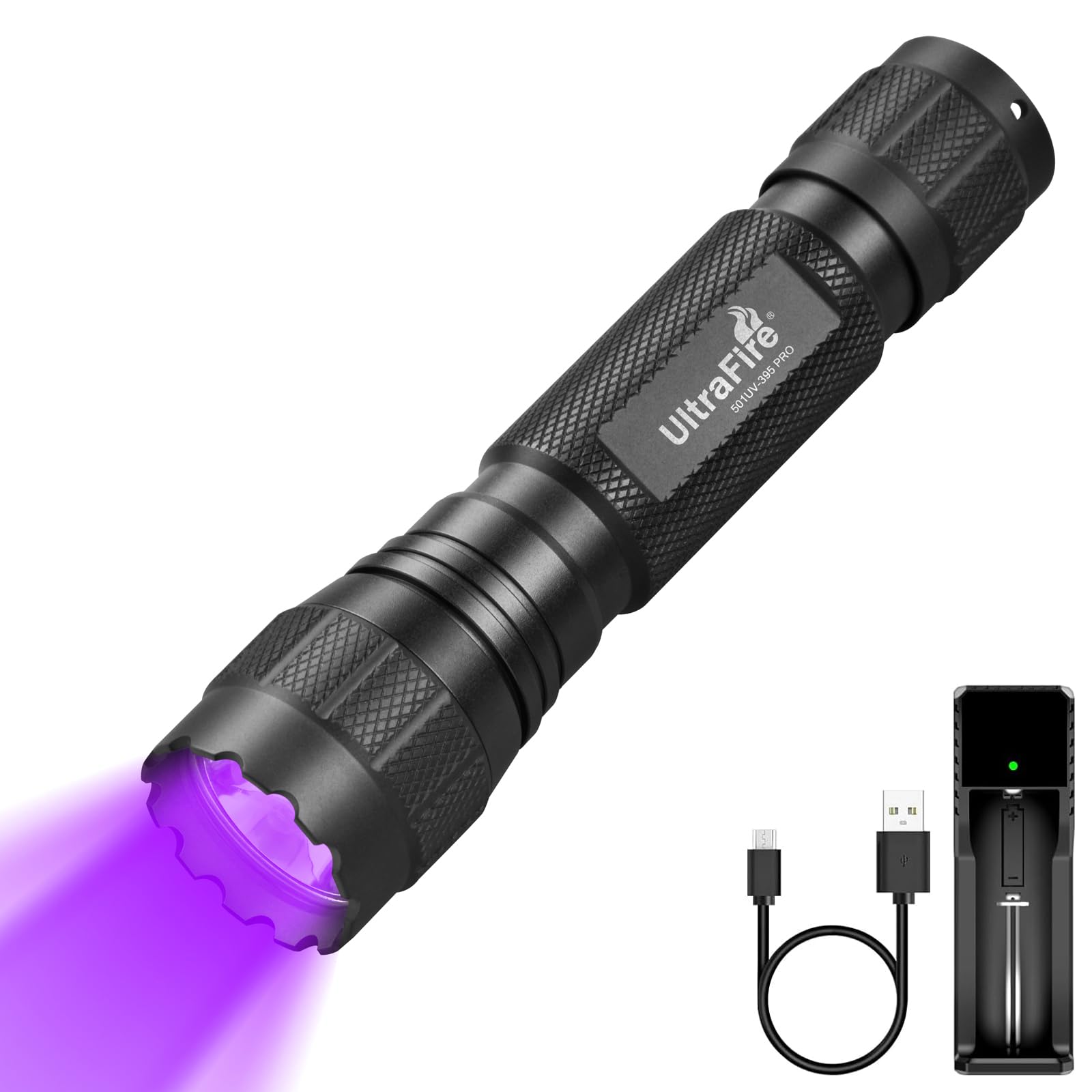 Ultrafire Black Uv Torch 395Nm Light, 10W High Power Uv Light With Holster, Small Ultraviolet Flashlight For Curing Resin, Fluorescence, Pet Urine Detection, Scorpion Hunting, 501Uv-395 Pro