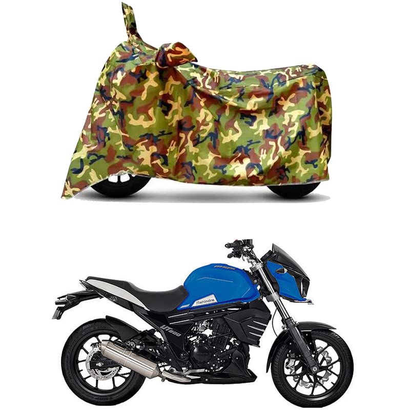 Image of Waterproof 100% PVC Coated Bike Scooty Two Wheeler Body Cover Compatible for Mahindra Mojo UT 300 BS6 /UV-Rays /Heat Protection /Birds Dropping /Scratchproof /Dust Proof /All [6X6 Jungle Print]