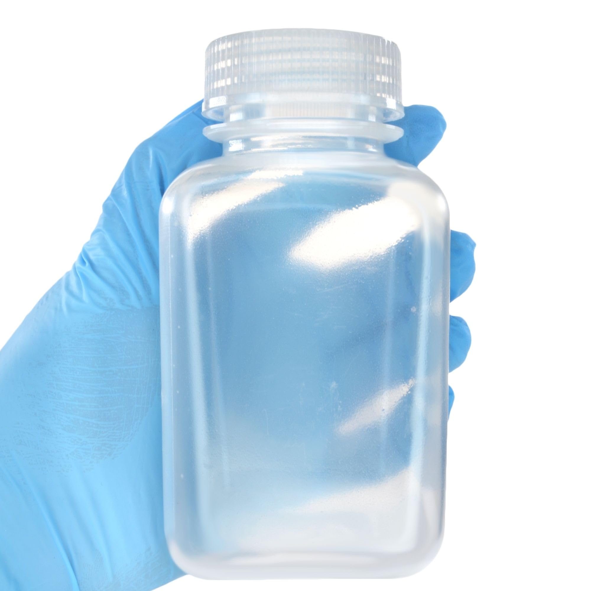 EISCO - Confezione da 12 bottiglie quadrate per reagenti in polipropilene da 250 ml con tappo a bocca larga in polipropilene, traslucide, autoclavabili, a prova di perdite, resistenti agli agenti