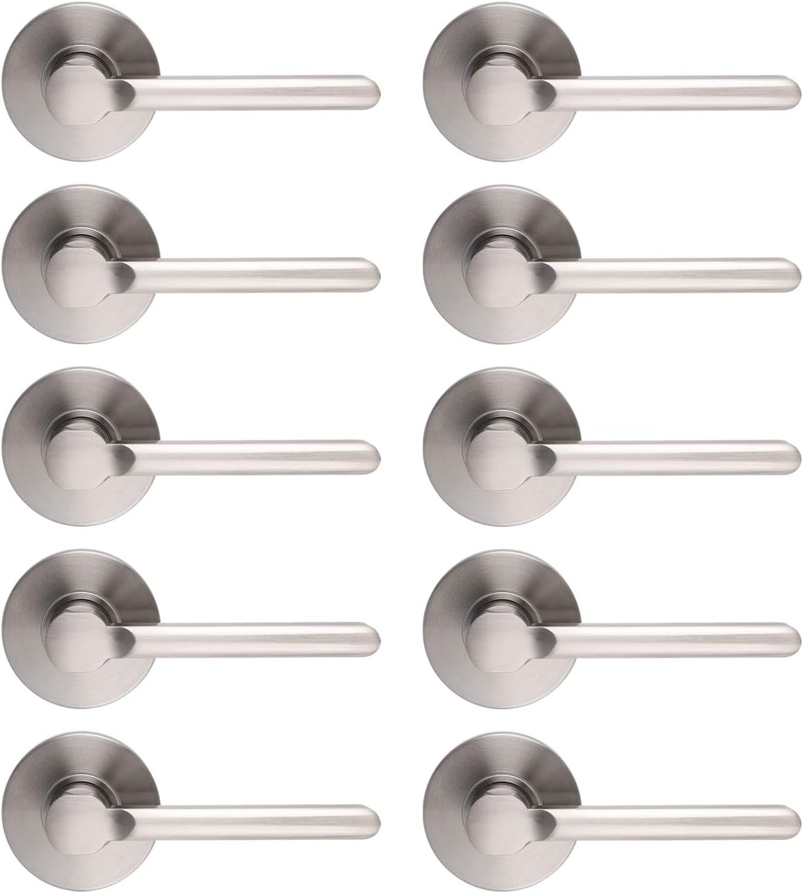 Probrico Flat HalfDummy Inactive Door Levers, Satin Nickel NonTurning