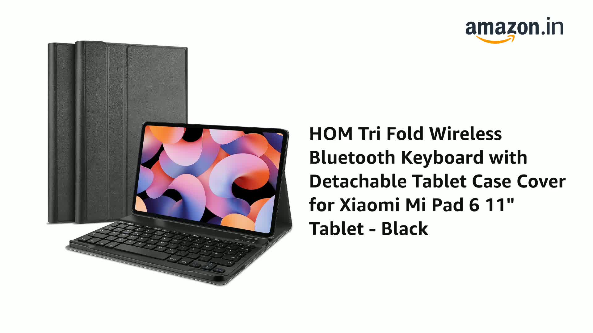 HOM Tri Fold Wireless Bluetooth Keyboard with Detachable Tablet 