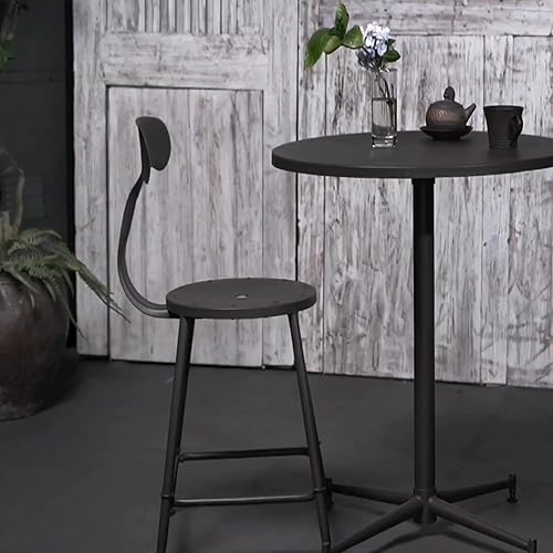 Miniatura 7 de Mesa redonda moderna de 27.5 pulgadas para patio para interiores y exteriores, de metal, resistente a la intemperie, para cafetería, patio trasero,