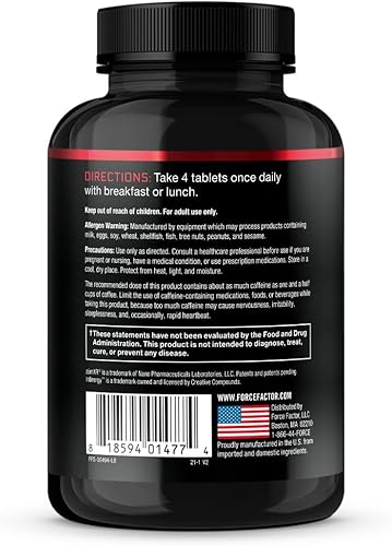 Miniatura 2 de FORCE FACTOR Test X180 Boost Potenciador de testosterona y suplemento energético para hombres, aumenta la energía, aumenta la resistencia, mejora la