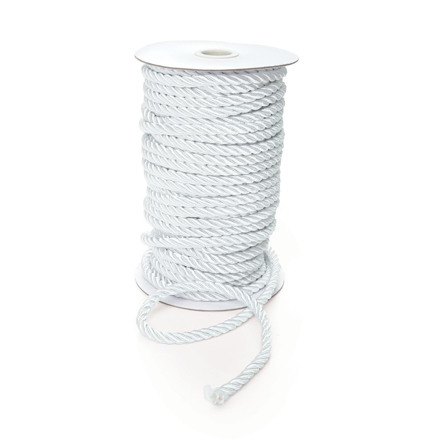 Crepe Cord - 6mm Cotton Rope, Strong Macrame Cord for DIY Craft Projects, Piping Cord for Cushions, Nylon Drawstring Cord, Durable & Multi-Purpose Cotton Nylon Strong String (White, 25)