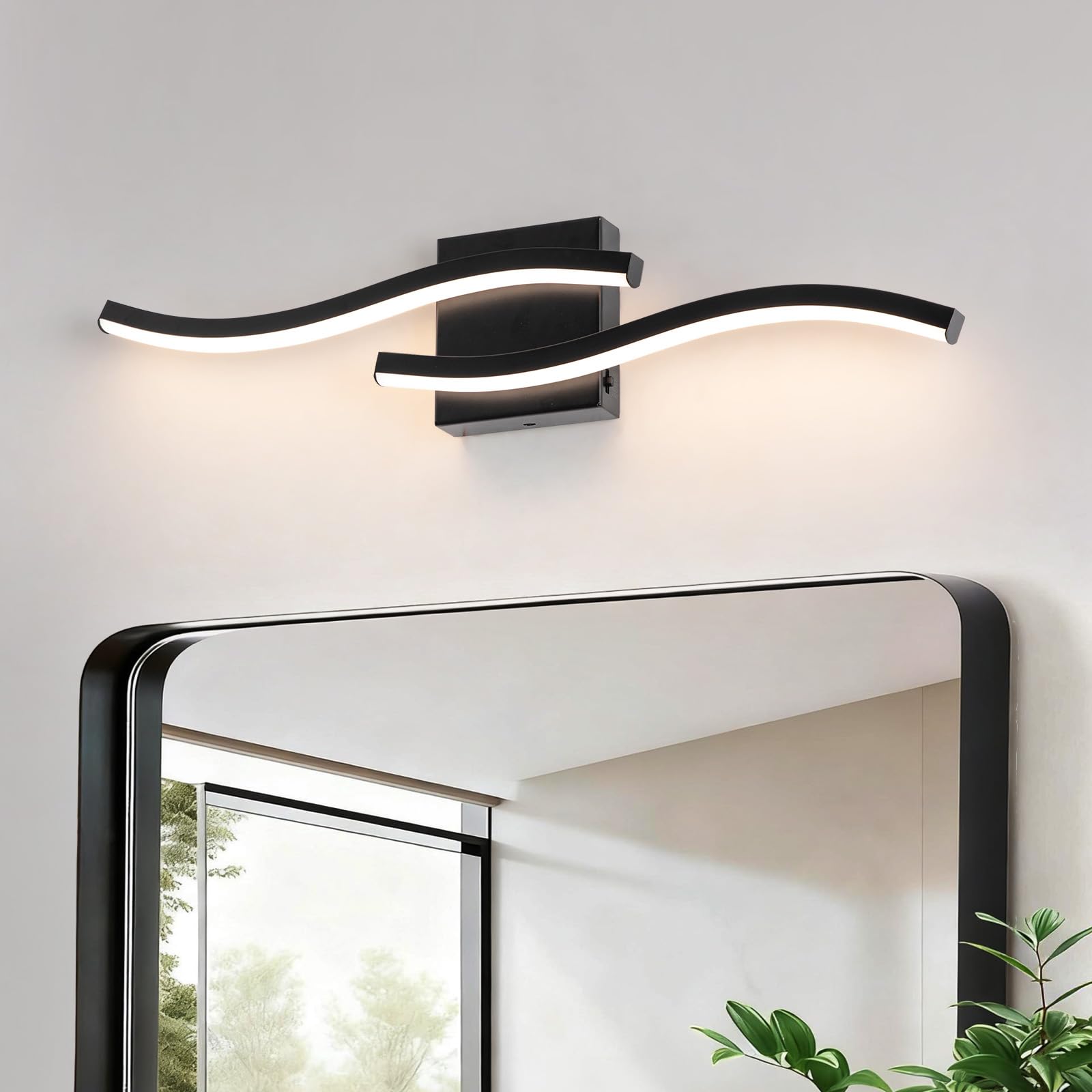 Photo 1 of Sovinzert Black Curved Bathroom Vanity Light Fixture Over Mirror, 23.62 inch Modern LED Wall Lamp 5CCT Dimmable Bathroom Light Fixture Modern Vanity Lighting Wall Sconces