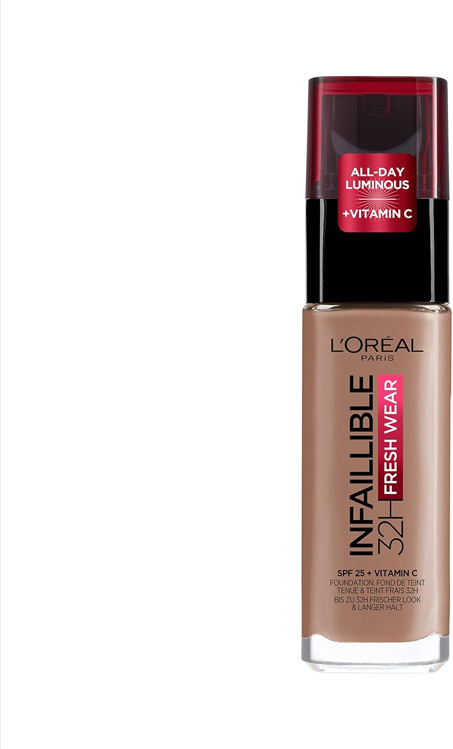 L’Oréal Paris Liquid Foundation, Full Coverage, Lasting Wear, With Vitamin C and SPF 25, Infallible 32H Fresh Wear, 280 Ivory