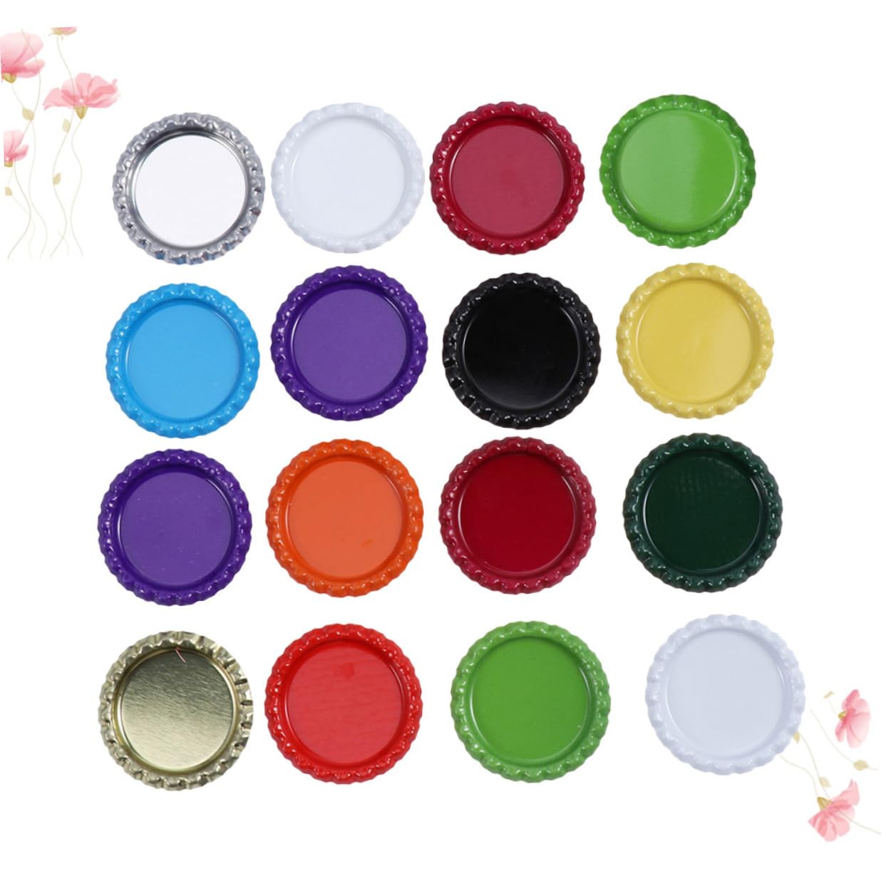 BRIGHTFUFU 100pcs 25.4mmmm Tinplate Beer Caps Flat Bottom Caps Without Inner Ring for Crafts Jewelry Random Colors