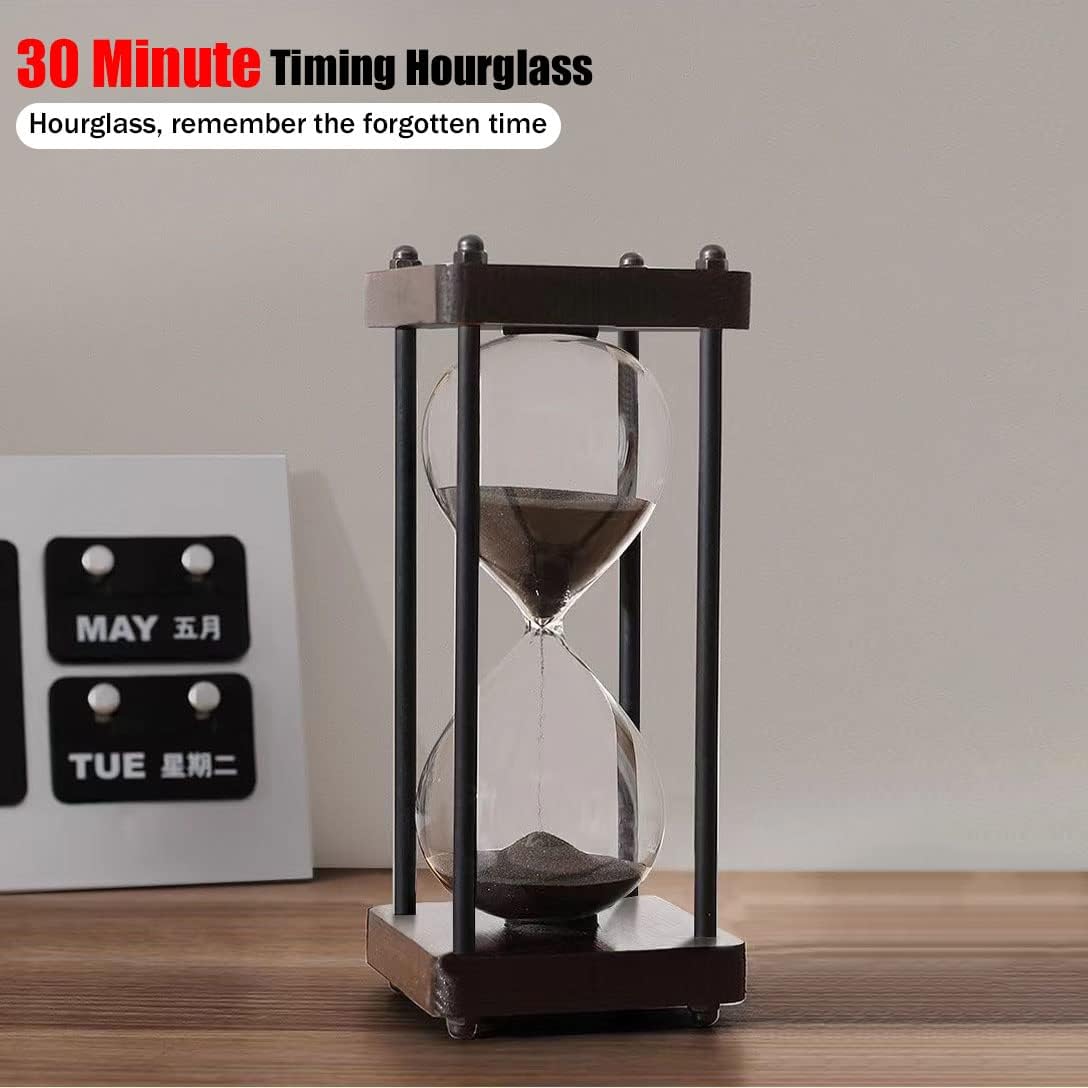 Sandglass Timer 30 Minutes Decoration,Wooden Frame Sand Timer Clock,Decorative Sand Timer Antique Style Gift Souvenirs For Hour Glass,Home Office Study Desk
