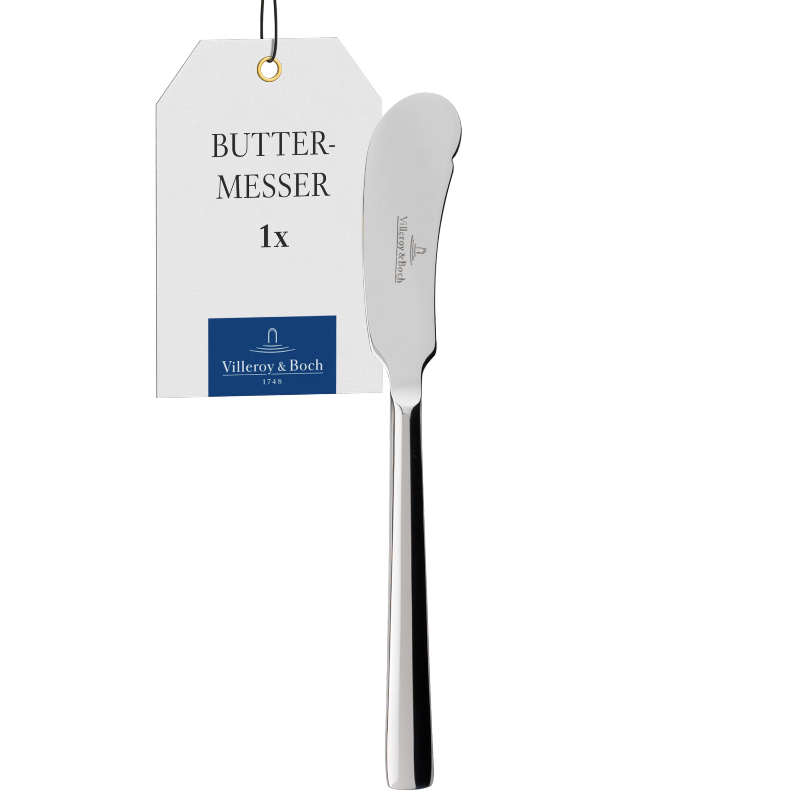 Villeroy & Boch - Piemont Buttermesser Platin, Spülmaschinenfest, Rostfrei, Besteck Silber, Messer, Essbesteck, Edelstahl