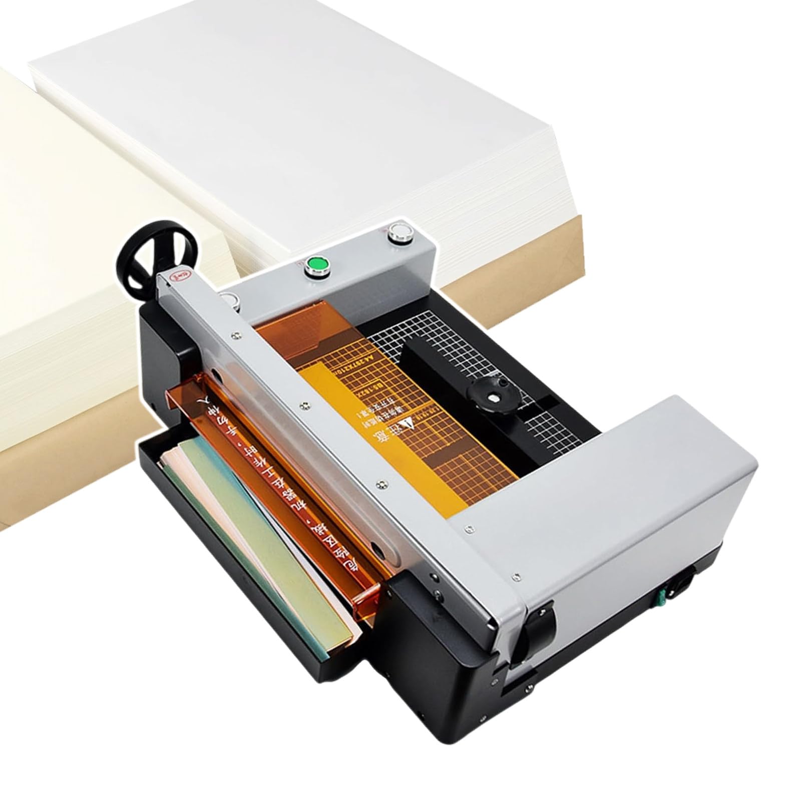 Cortadora De Papel De Guillotina Completamente AutomáTica Para Oficina, Corta 400 Hojas De Papel A La Vez, Para Papel/Tela/Cuero, Con LíNeas De CuadríCula De AlineacióN,110V
