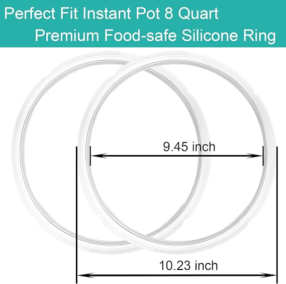 2-Pack Sealing Ring 8 Qt for Instant Pot Sealing Ring for 8 Quart Instapot, Food-grade Silicone sealing rings Replacement Seal for Instant Pot 8 Quart, Gasket 8 Qt for Instantpot Sealing Ring, Clear