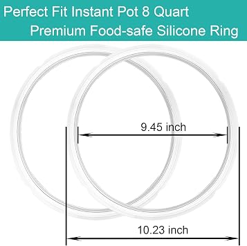 2-Pack Sealing Ring 8 Qt for Instant Pot Sealing Ring for 8 Quart Instapot, Food-grade Silicone sealing rings Replacement Seal for Instant Pot 8 Quart, Gasket 8 Qt for Instantpot Sealing Ring, Clear