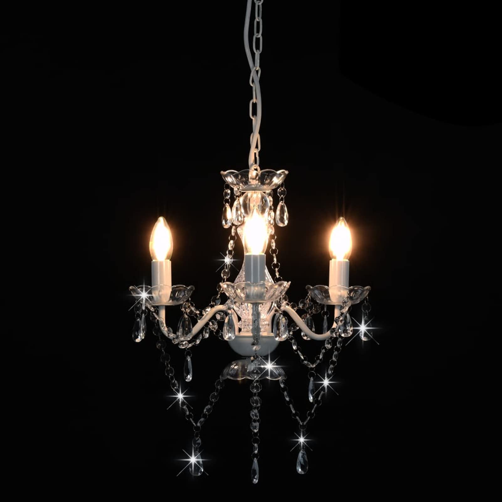 Rantry Kronleuchter mit Perlen weiß rund 3 x E14 Lampen