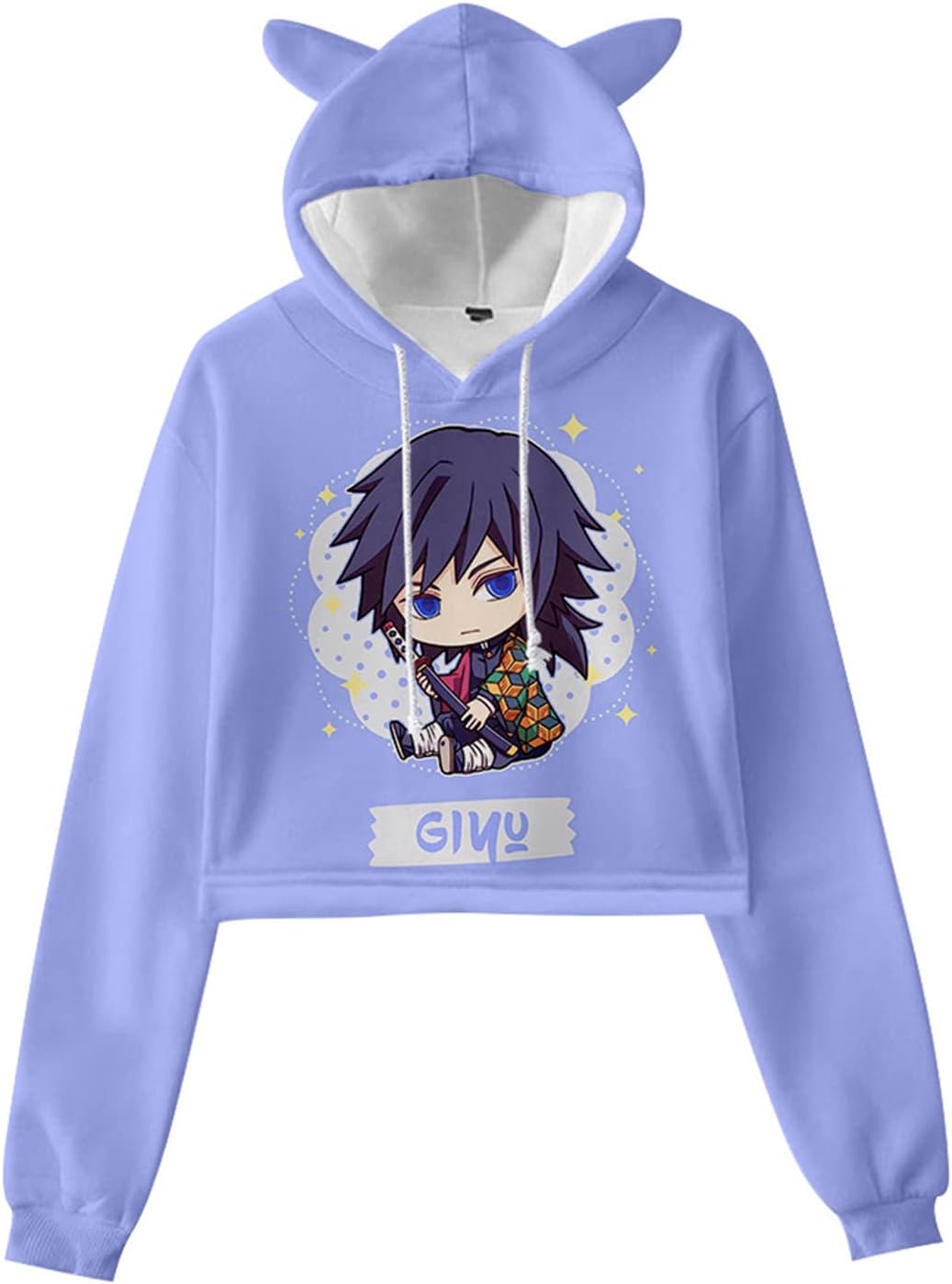 Double Printed Pullover Hoodies Anime Hooded Sweatshirt Kamado Tanjirou Kimetsu No Yaiba Cat Ear Long Sleeve Pullover Hoodies for Cosplay, Party, School