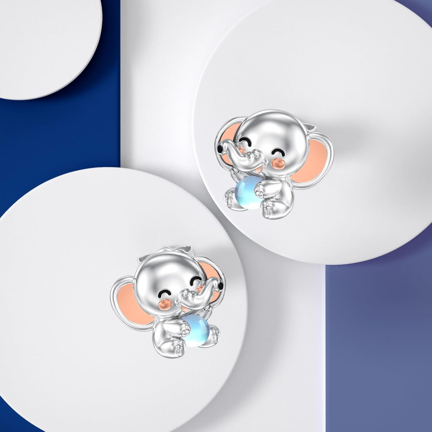 Seiyang Animal Stud Earrings 925 Sterling Silver Axotol/Bee/Cat/Duck/Dolphin/Frog/Owl/Sloth Moonstone Earrings Stud Jewelry Gifts for Women Animal Lover - Image 3