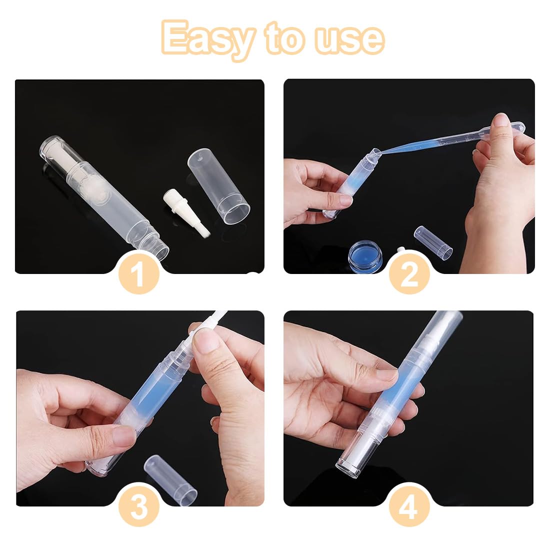 WeddHuis 6 Pezzi Penna Olio per Cuticole Vuota con Punta a Pennello per Crescita Ciglia, Applicatore Lipgloss (5 ml) (Trasparente)
